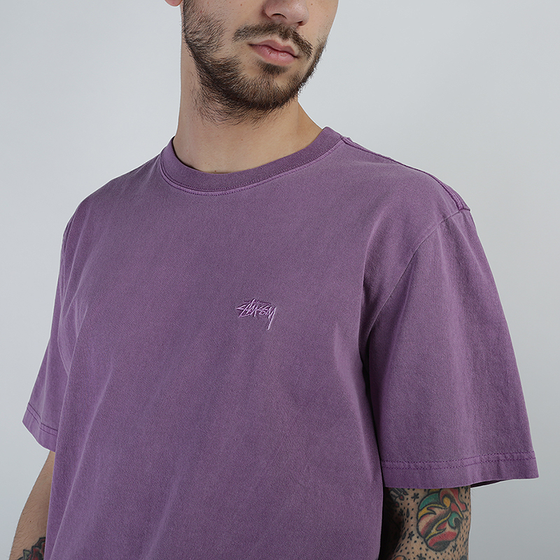 мужская сиреневая футболка Stussy Stock S/SL Crew 1140137-purple - цена, описание, фото 2